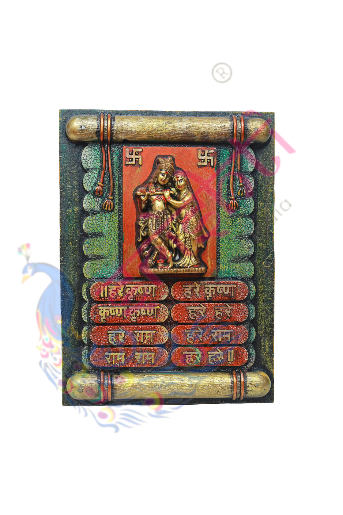 Wooden Radha Krishna Wall Hanging-15 Inches