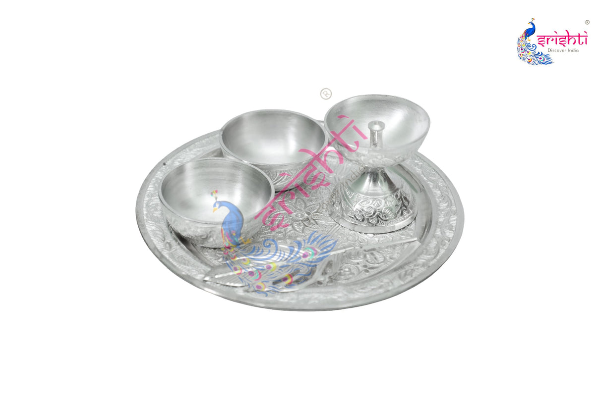German Silver Haldi Mehandi Shaadi  Set-7 Inches