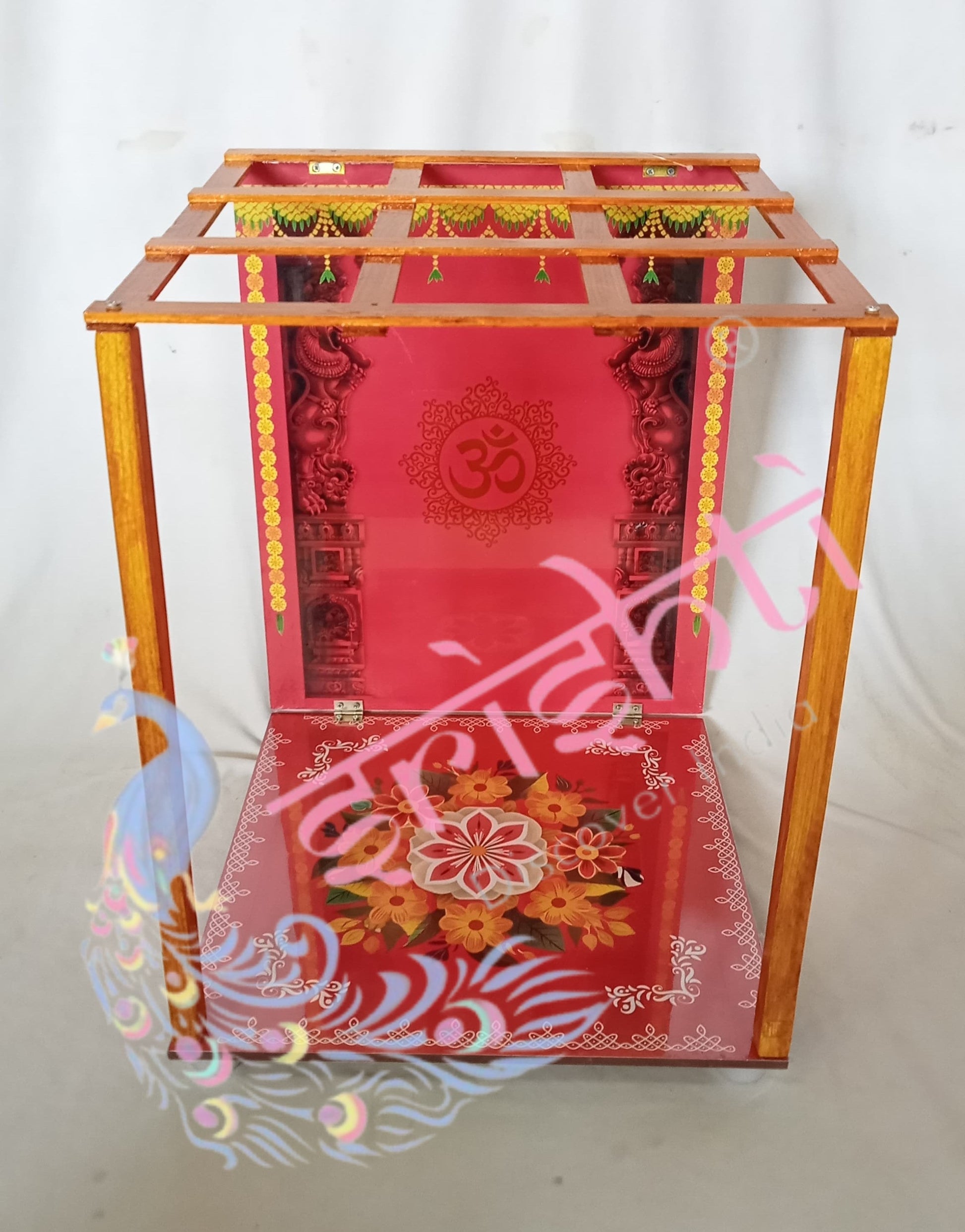 Dismantable Wooden Palavelli Set with Om-Pink 19.5 Inches