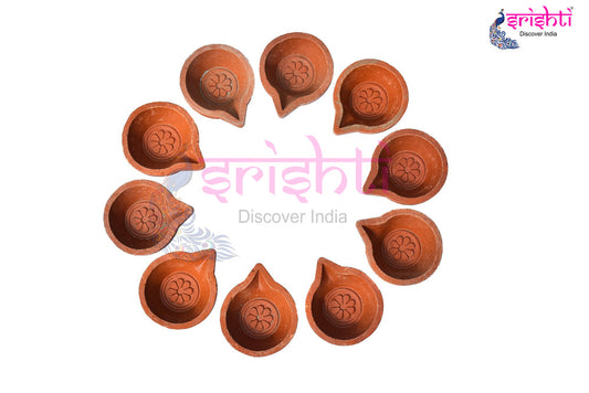 Clay Decorative Diya-M02 (Pack of 10)