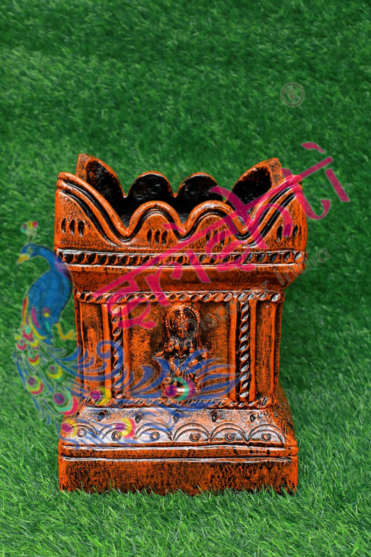 Clay Decor Tulasi Pot (Stone Color-Brown)-12 Inches