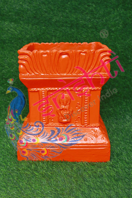 Clay Decor Tulasi Pot (Orange)-14 Inches