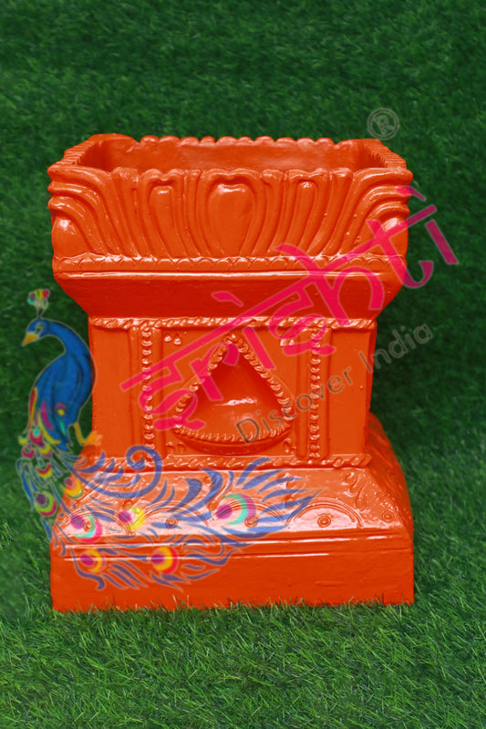 Clay Decor Tulasi Pot (Orange)-14 Inches