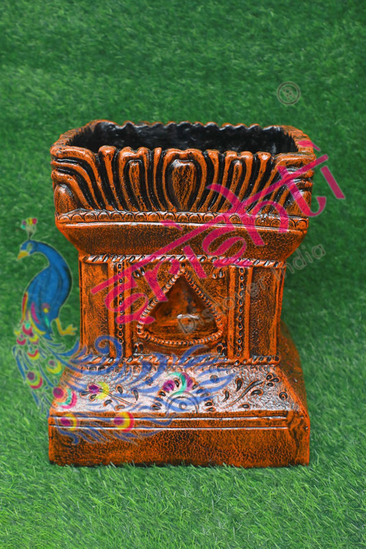 Clay Decor Tulasi Pot (Stone Color-Brown)-14 Inches