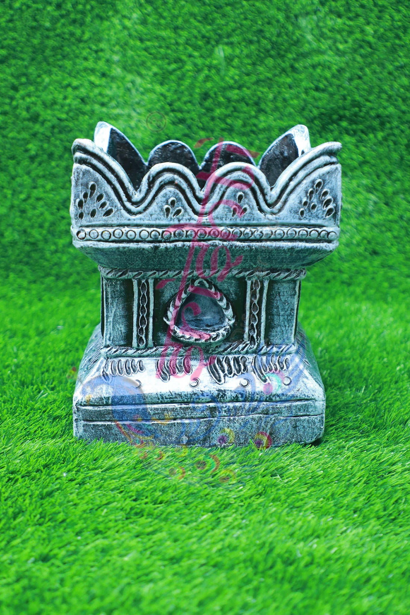 Clay Decor Tulasi Pot (Stone Color)-10 Inches