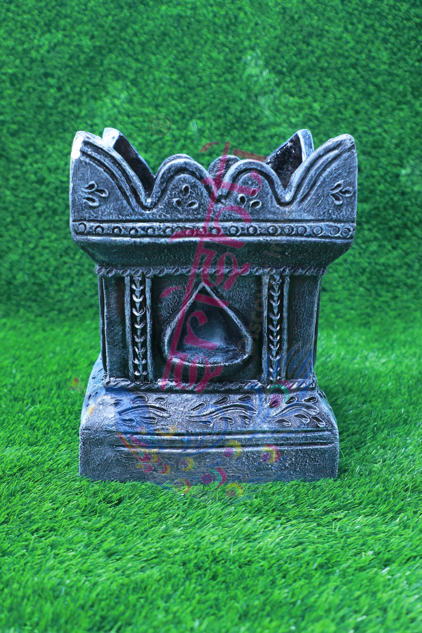 Clay Decor Tulasi Pot (Stone Color)-12 Inches