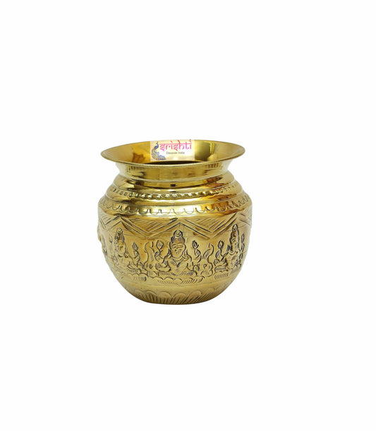 Brass Ashtalakshmi Kalash-4.5 Inches