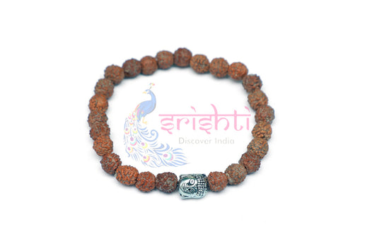 Rudraksha 5 Face  Beads Bracelet with Buddha Face  - 25 Beads