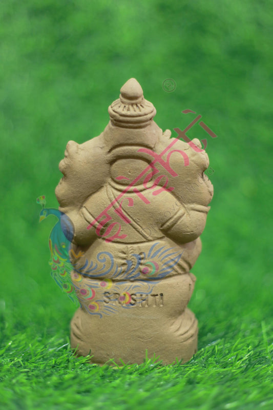 Clay Lotus Ganesha Brown-6.5 Inches