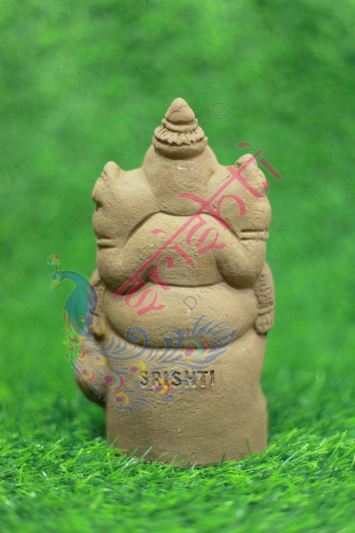Clay Lotus Ganesha Brown-7 Inches