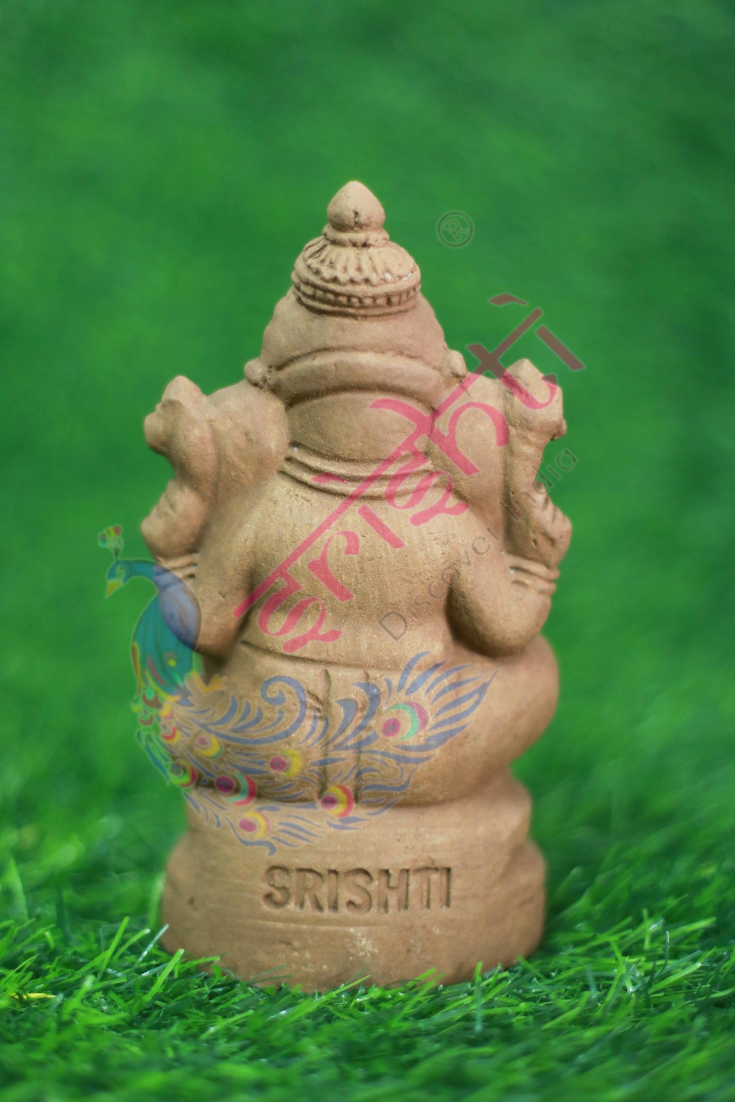 Clay Ganesha Brown Color-6.5 Inches