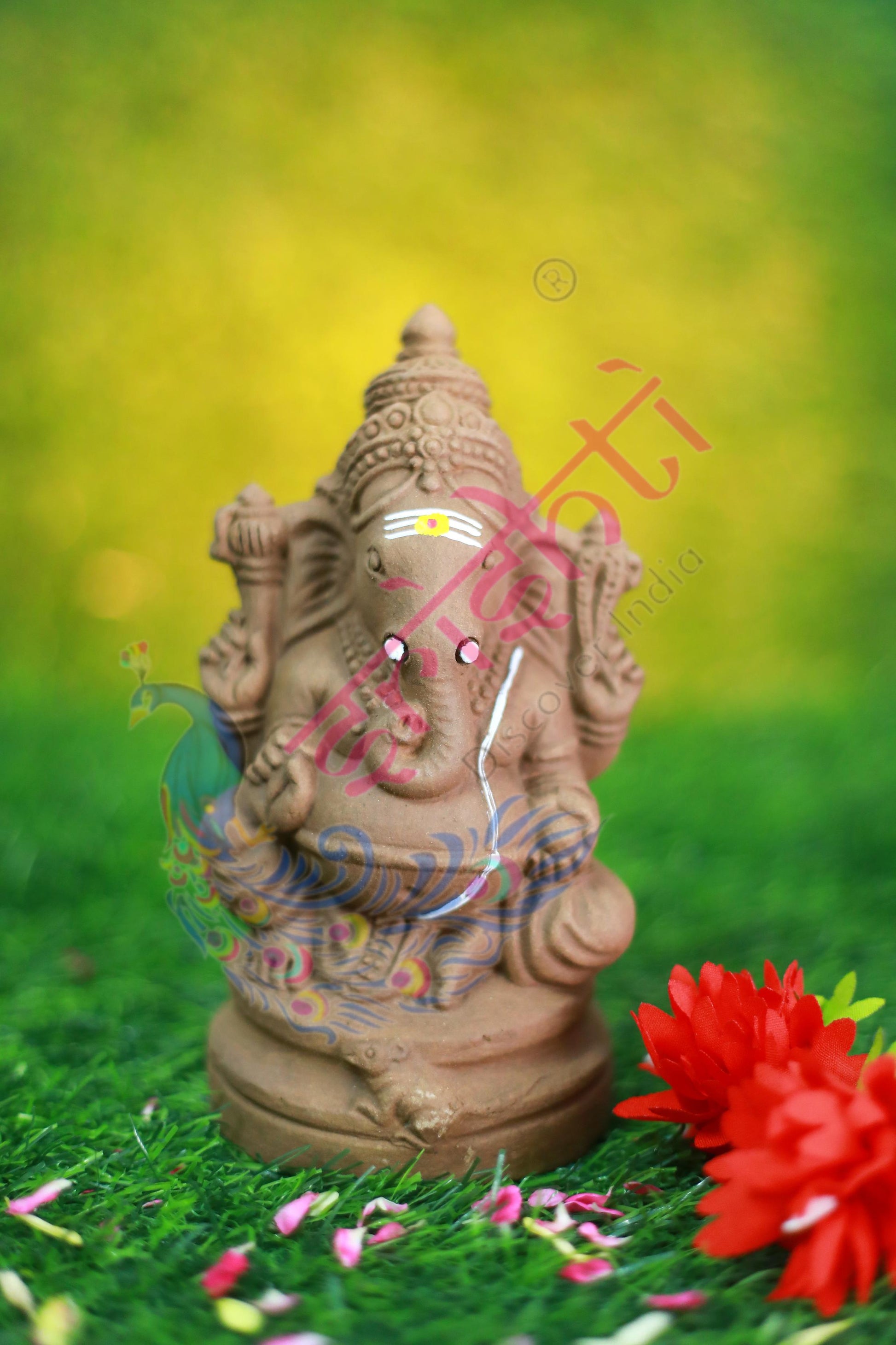 Clay Ganesha Brown Color-6.5 Inches