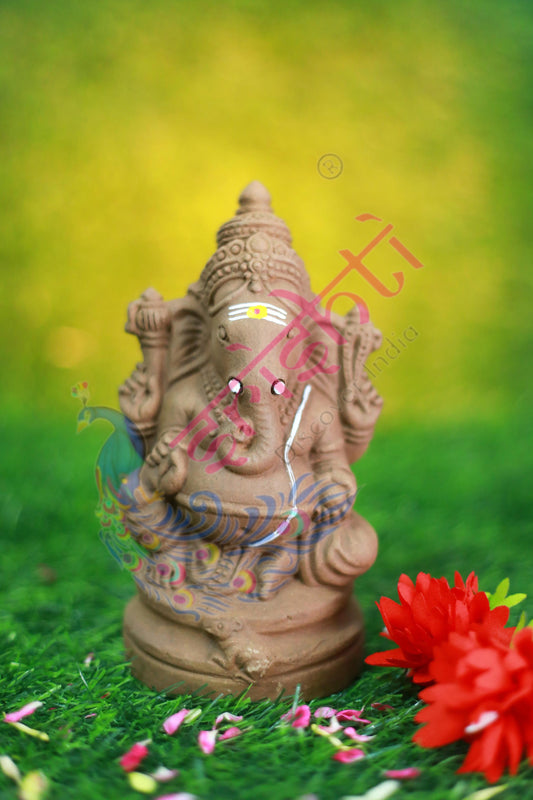 Clay Ganesha Brown Color-6.5 Inches