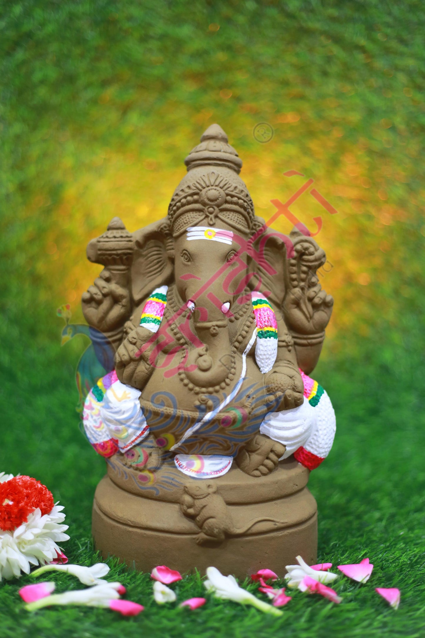 Clay Ganesha Brown Color-13 Inches