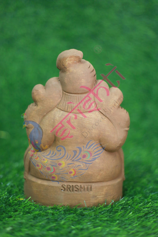 Turban Clay Ganesha Brown-7.5 Inches - Left trunk