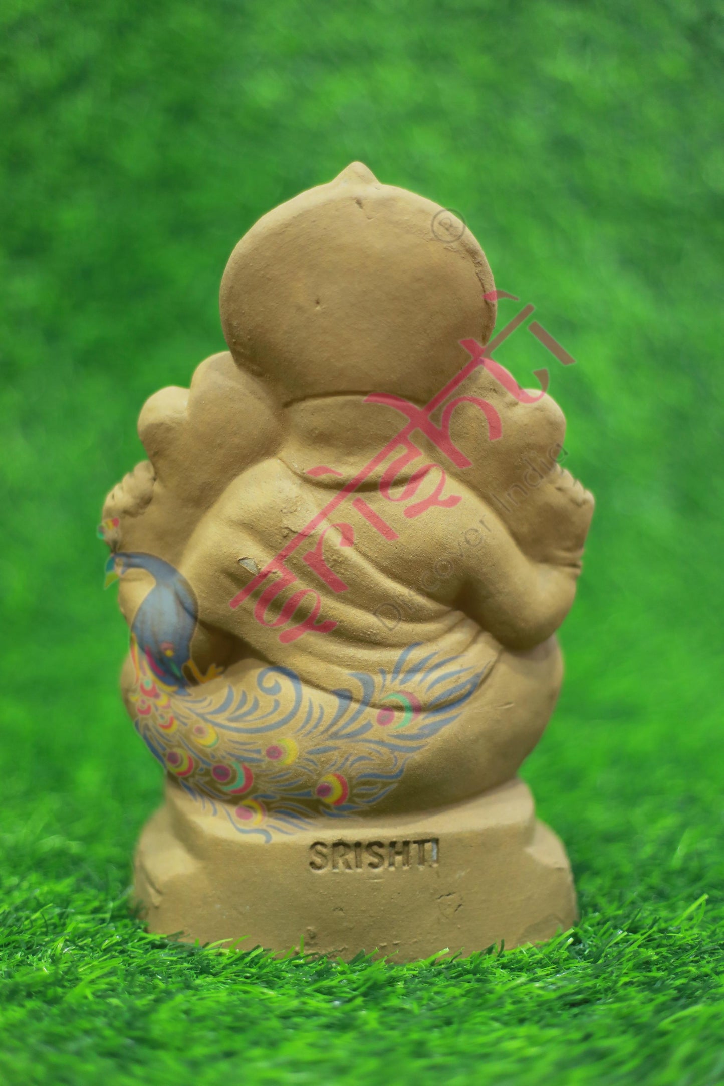 Clay Ganesha Brown Color-9 Inches left trunk