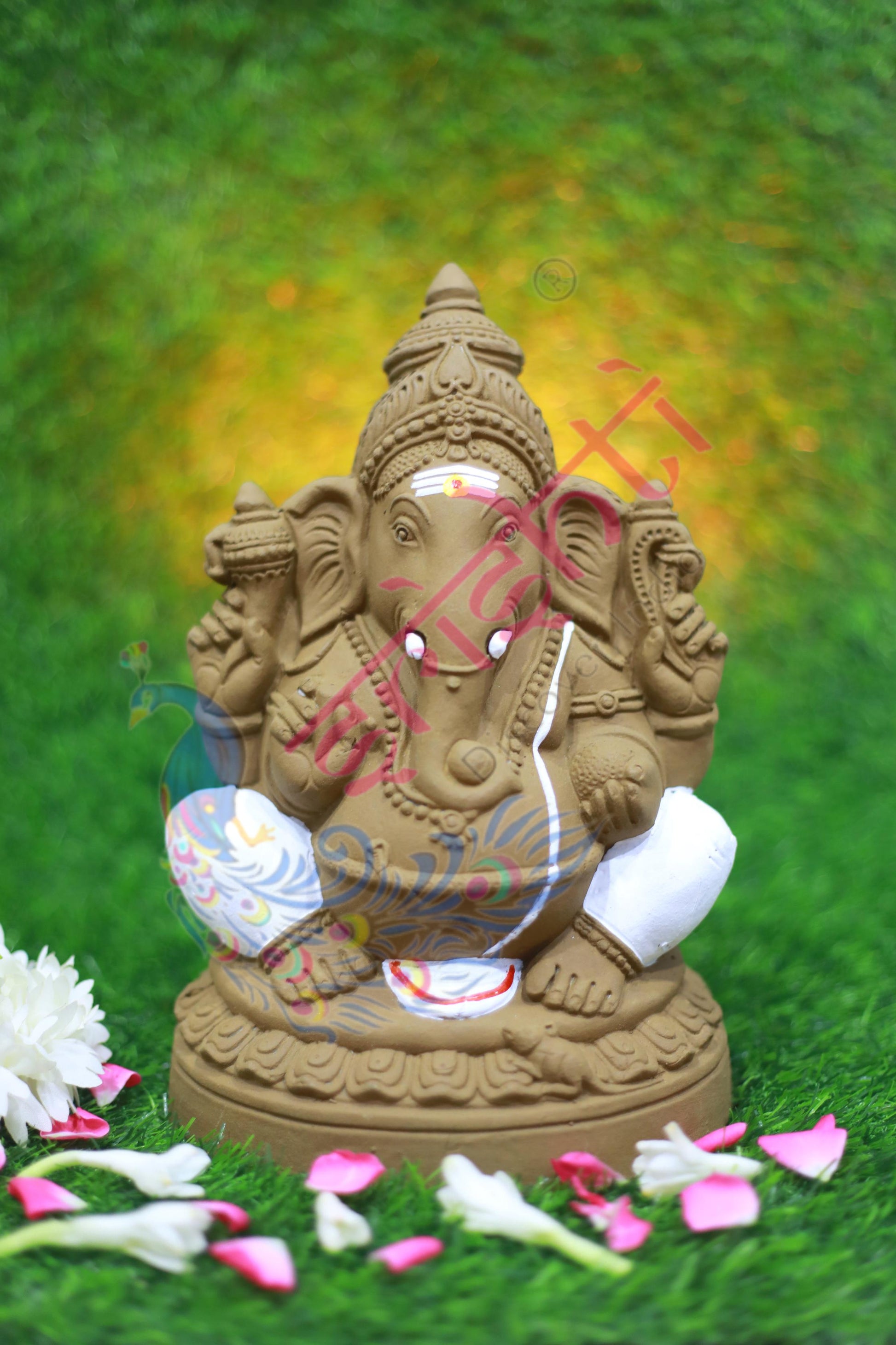 Clay Lotus Ganesha-11 Inches