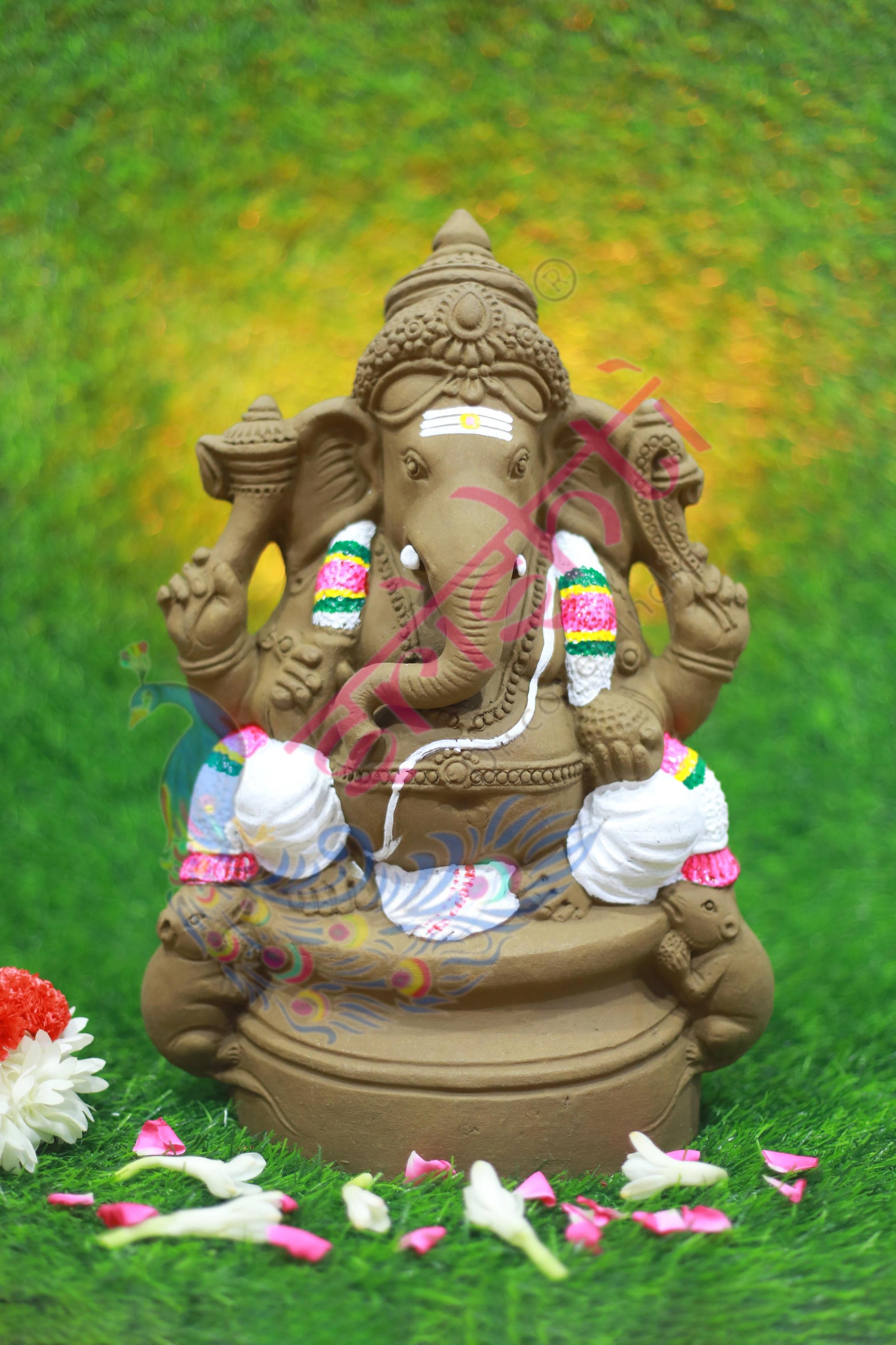 Clay Ganesha Assorted Color-14 Inches