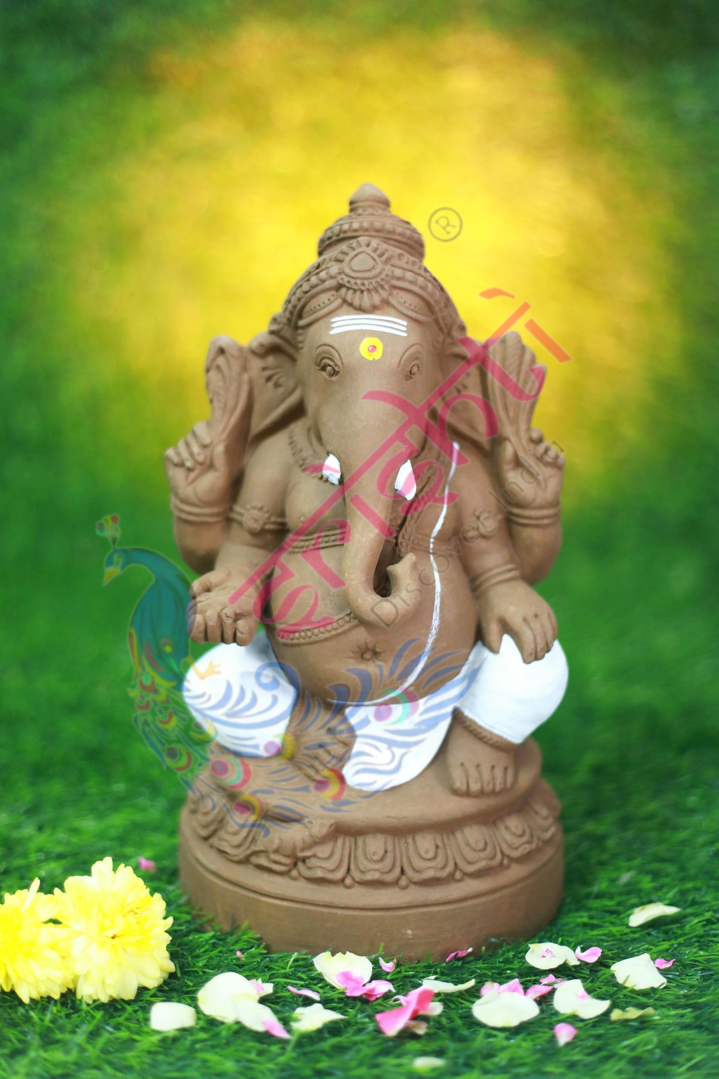 Clay Edampuri Ganesha-11 Inches