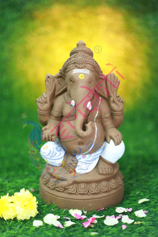 Clay Edampuri Ganesha-11 Inches