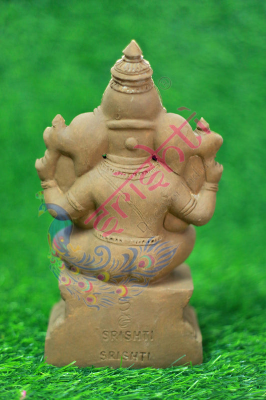 Clay Edampuri Ganesha Gold-9 Inches