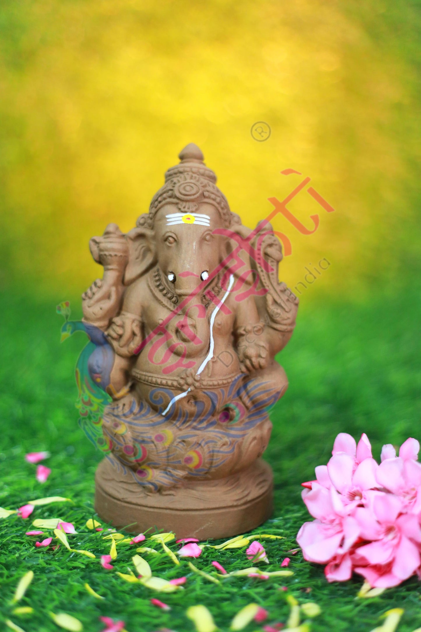 Clay Lotus Ganesha-7.5 Inches