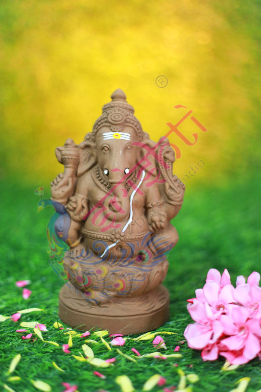 Clay Lotus Ganesha-7.5 Inches