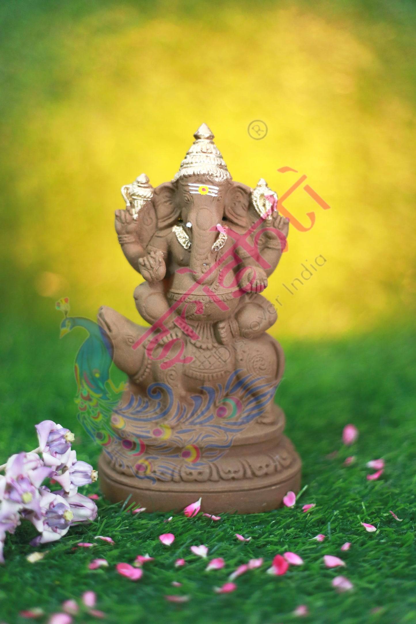 Clay Mooshiga Ganesha Gold Color-8 Inches