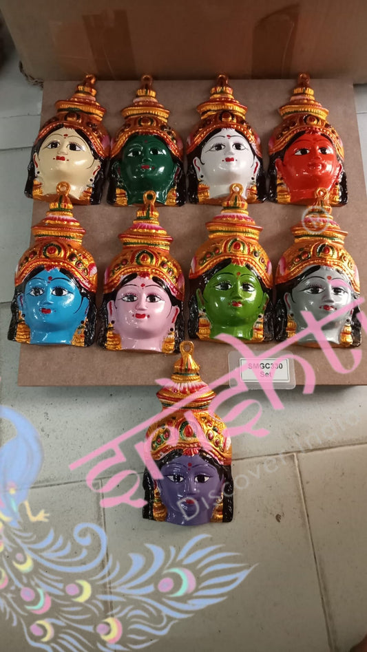 Varalakshmi Goddess Face 9 Colour Set-8 Inches