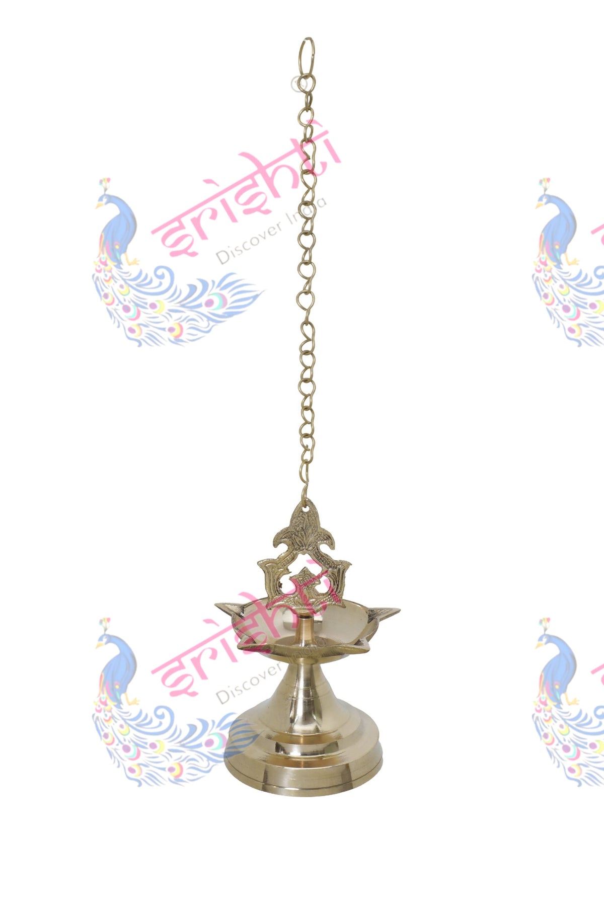 Brass Five Face Hanging Diya-6 Inches