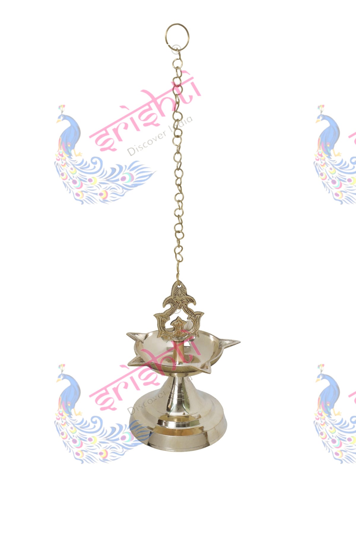 Brass Five Face Hanging Diya-6.5 Inches
