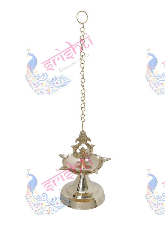 Brass Five Face Hanging Diya-7 Inches