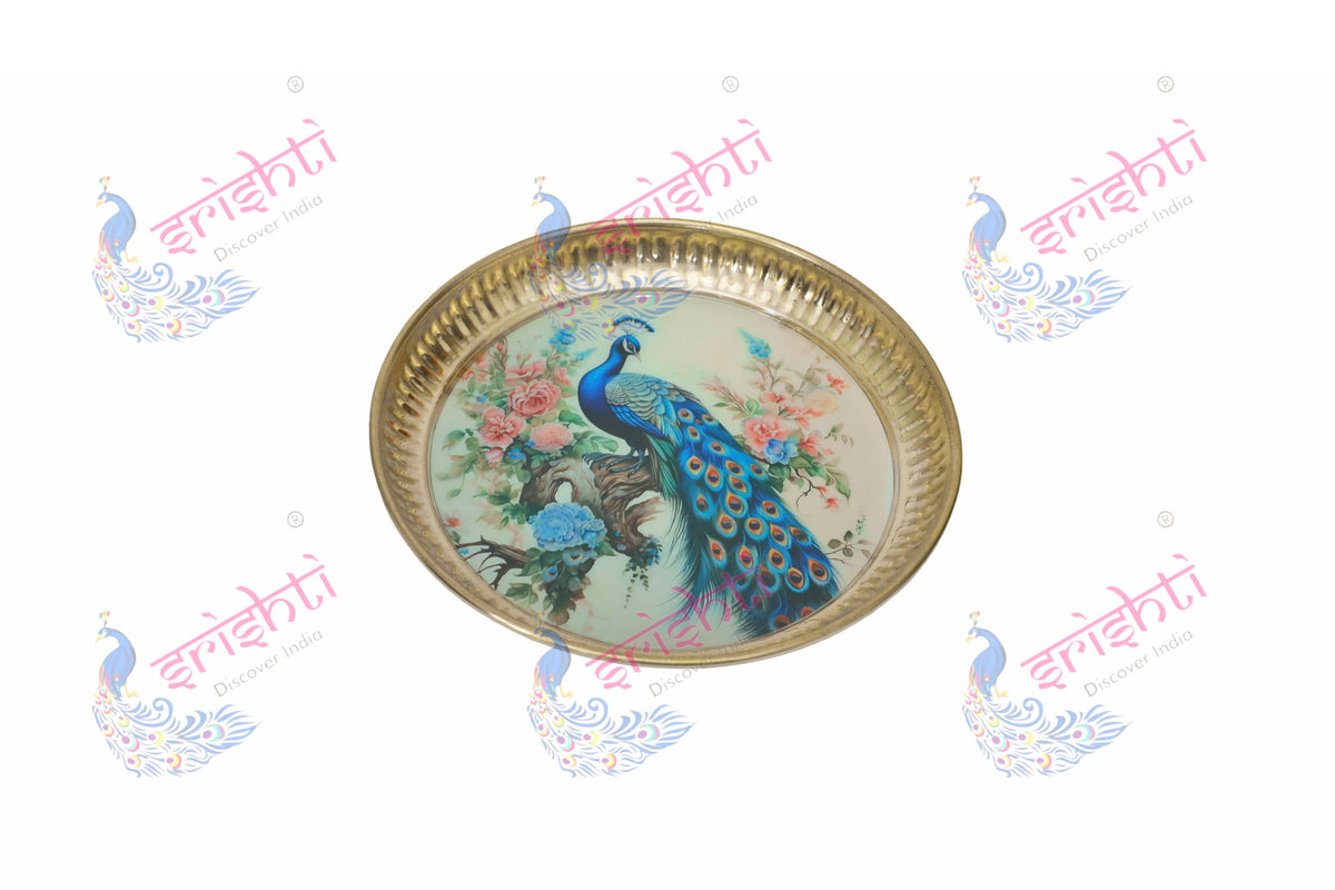 Brass Peacock plate/thali-6 Inches