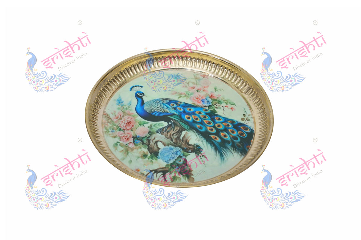 Brass Peacock plate/thali-8 Inches
