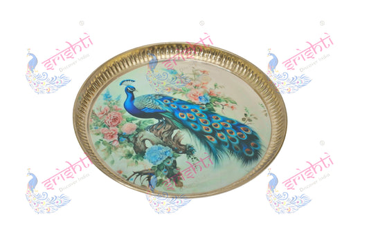Brass Peacock plate/thali-9 Inches
