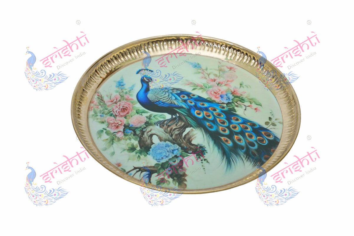 Brass Peacock plate/thali-10 Inches