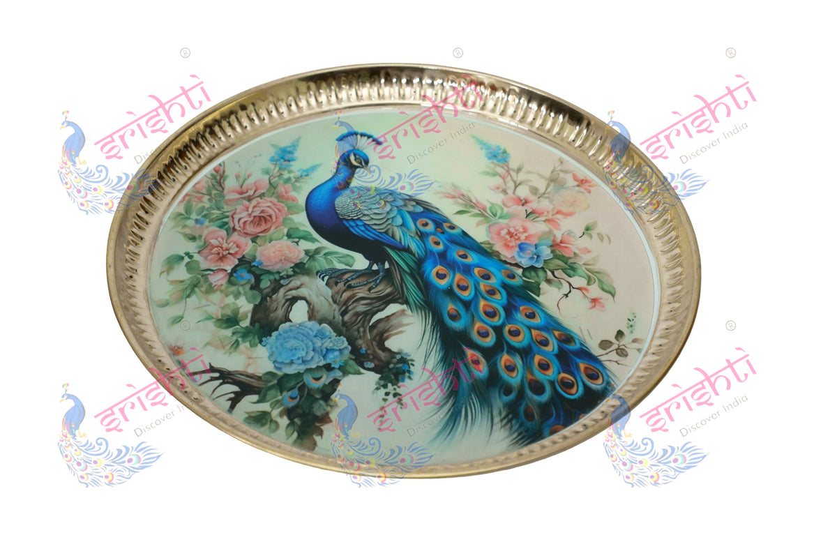 Brass Peacock plate/thali-11 Inches