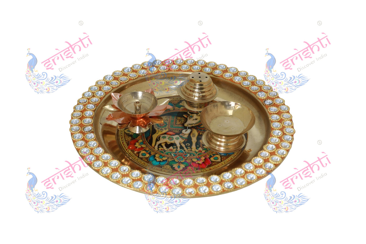 Brass Decorative Aarti plate/thali-9 Inches