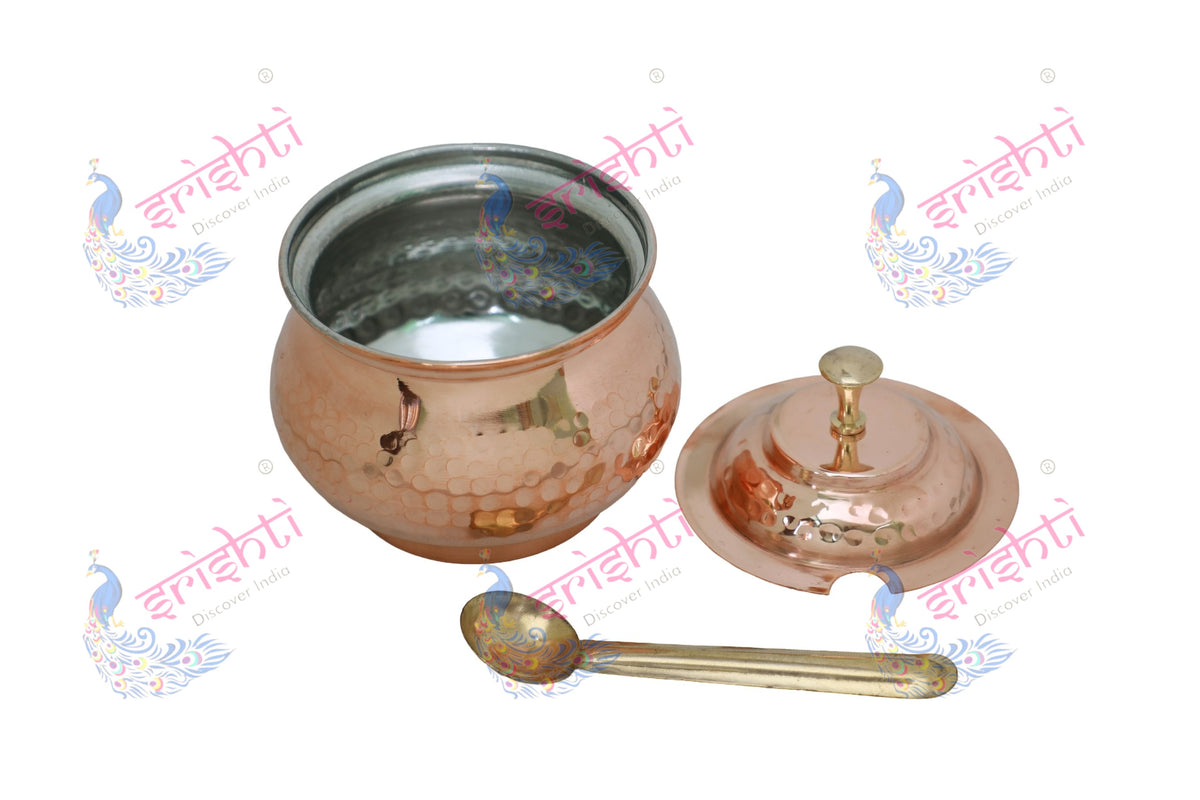 Copper Pot with Serving Spoon Set-4.5 Inches