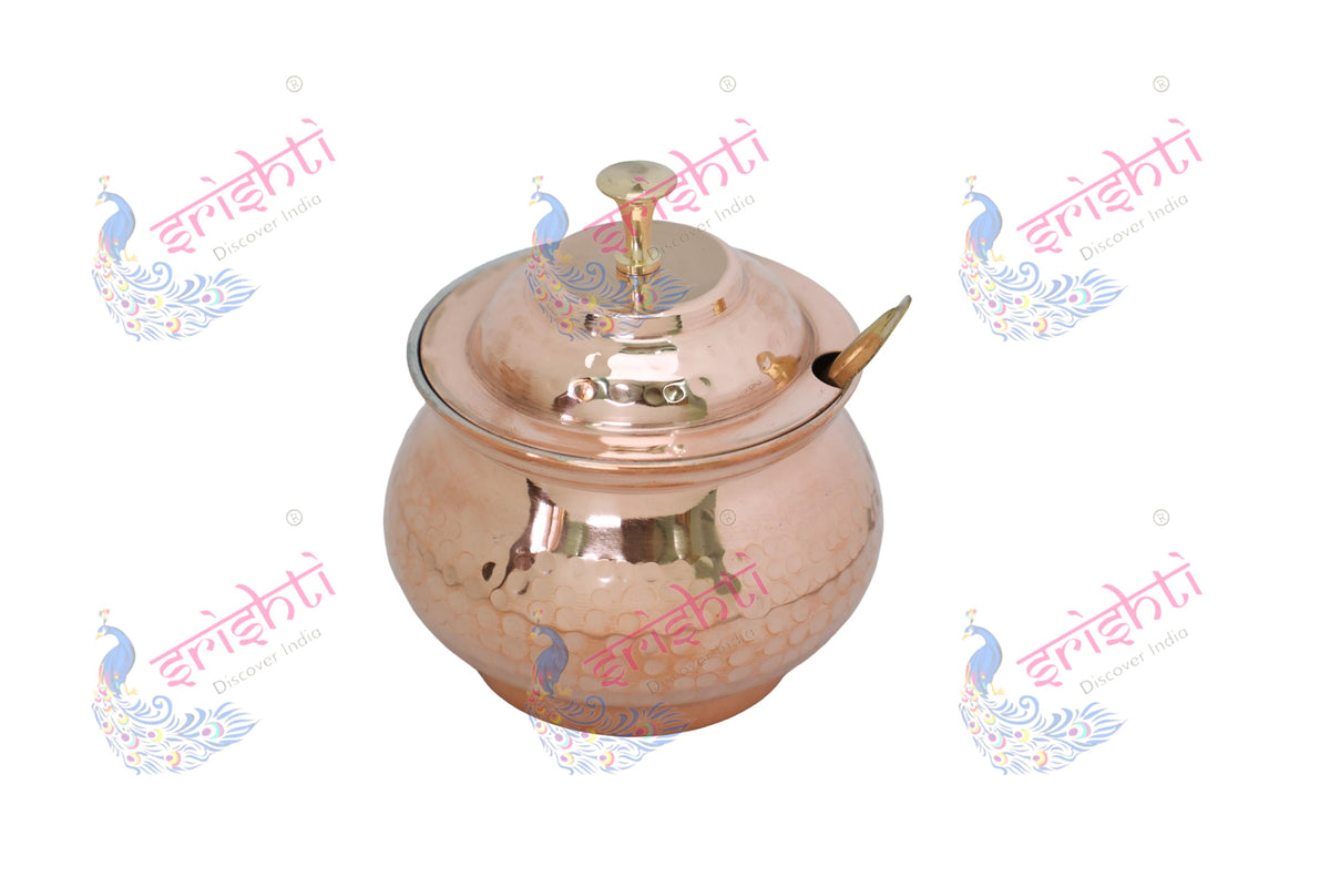 Copper Pot with Serving Spoon Set-4.5 Inches