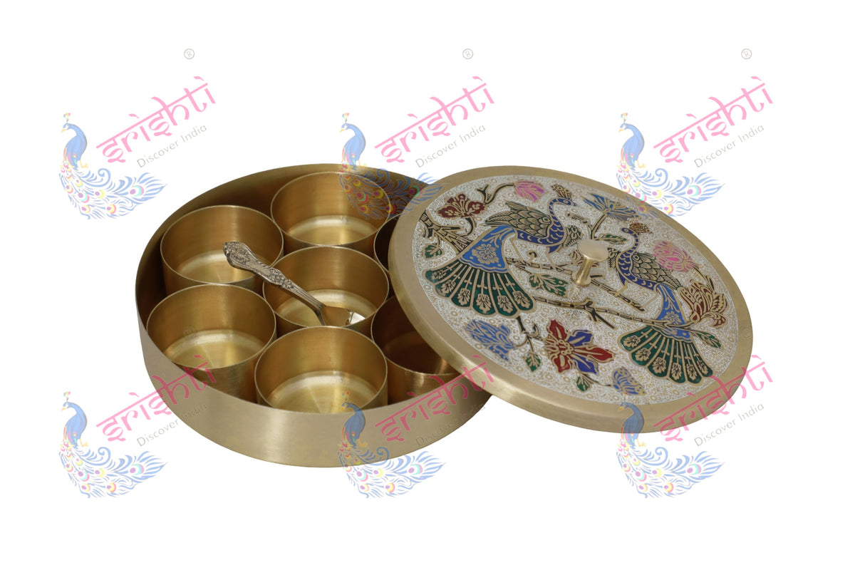 Brass Spices Storage Box-7 Inches