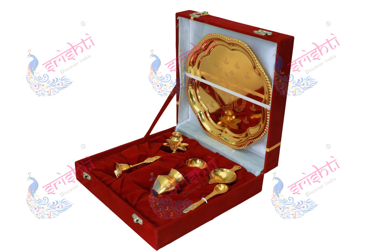 Brass Pooja Set-9 Inches-m01