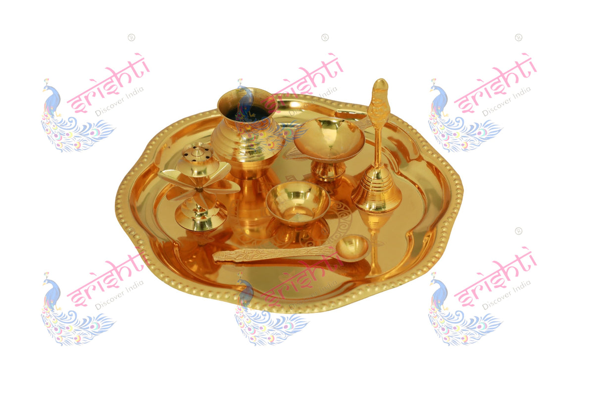 Brass Pooja Set-9 Inches-m01