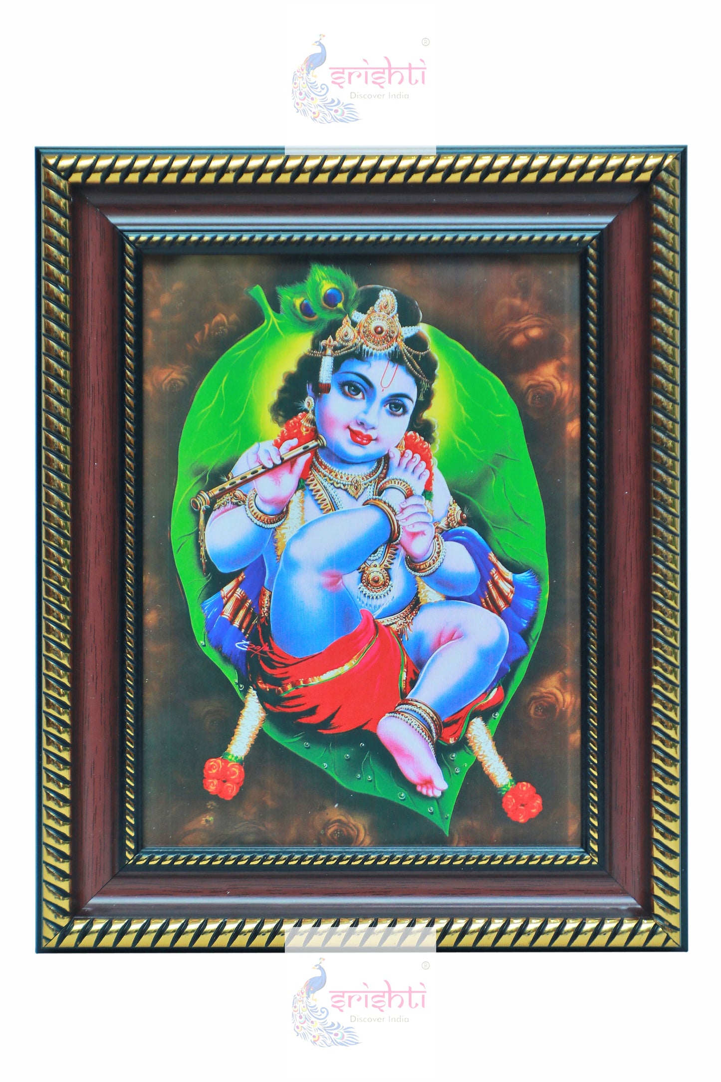 Leaf Krishna Photo (8 X 10 Inches)