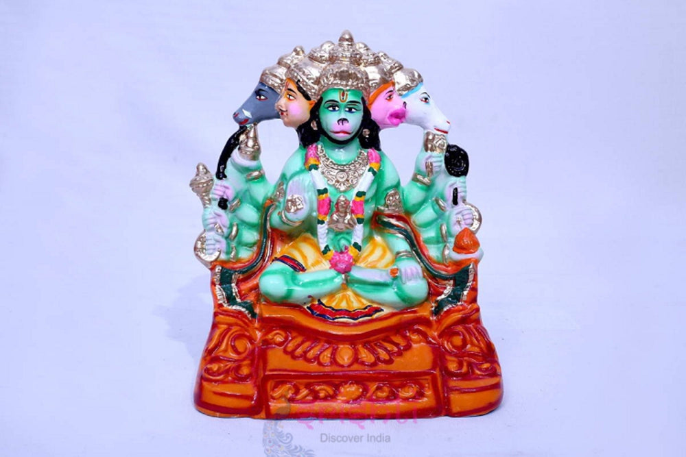 Panchamuga Anjaneyar- 12 Inches-  Paper Mache