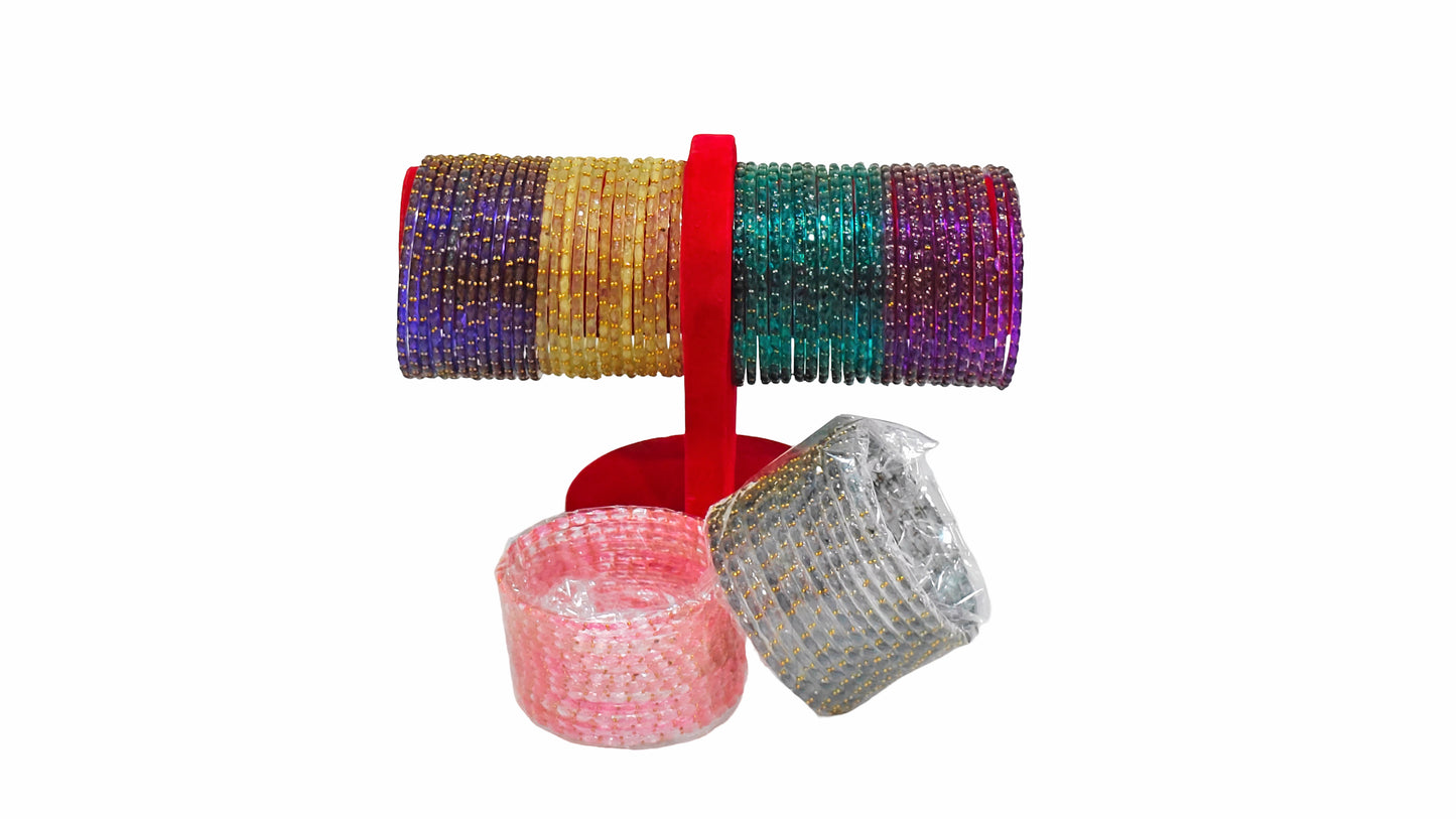 Rain Drop Assorted Color Bangle Set-1 Dozzen (2-6)