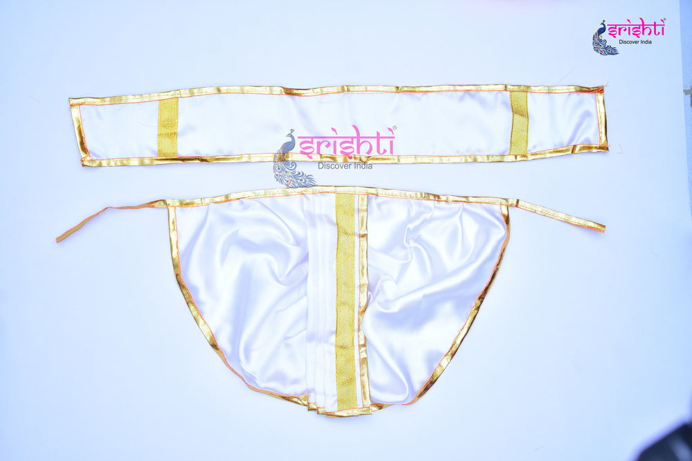 Ganesha Orange Dhoti with Angavastram-7.5 Inches
