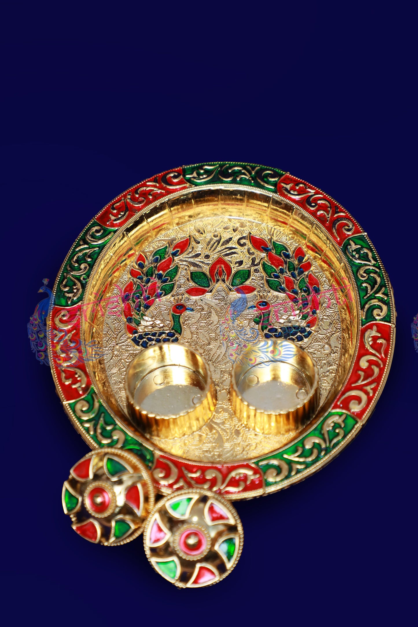 Haldi Kumkum Container Peacock Model- 6 Inches