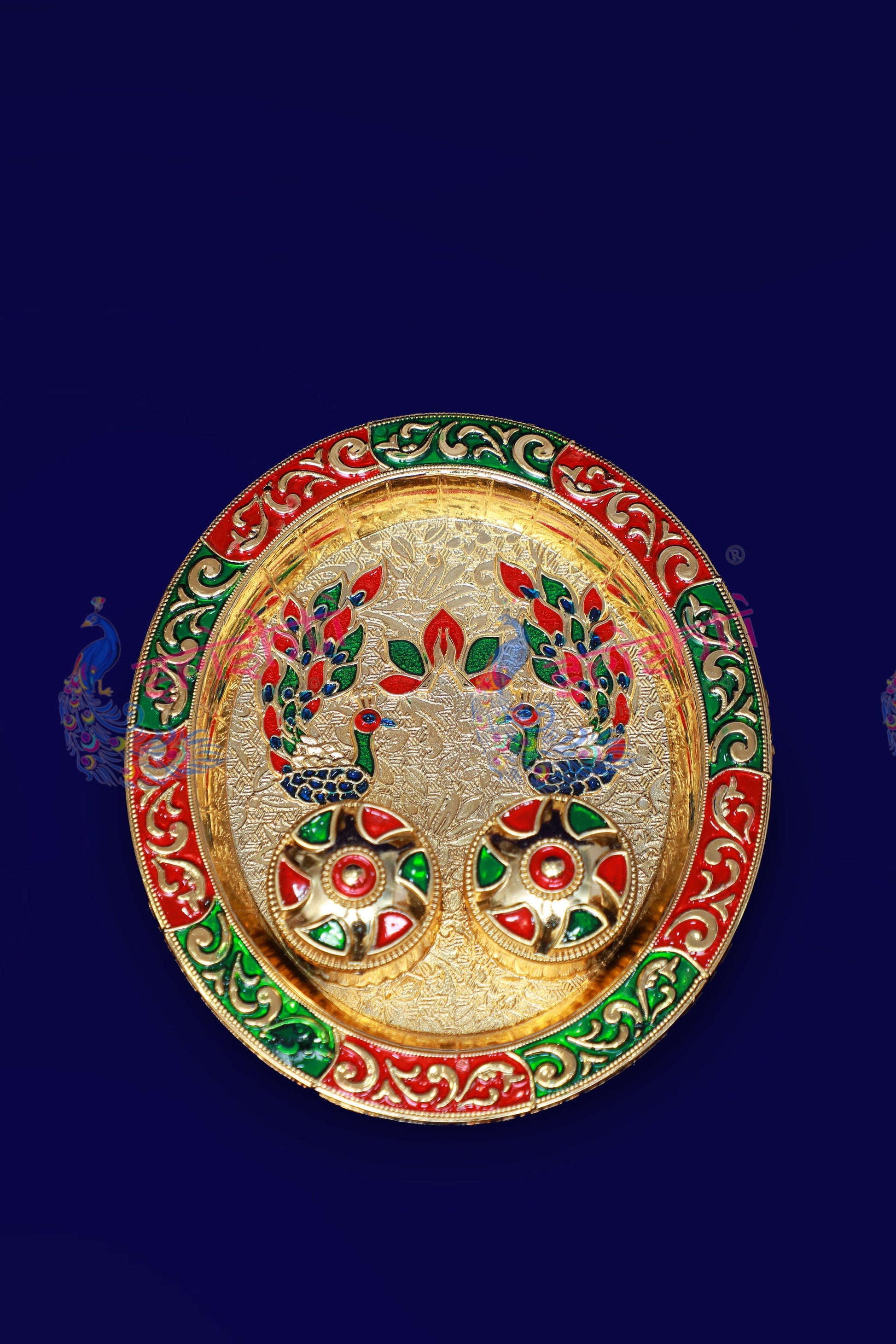 Haldi Kumkum Container Peacock Model- 6 Inches