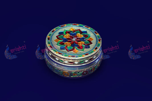 Stainess Steel Meenakari Box - 4.5 Inches